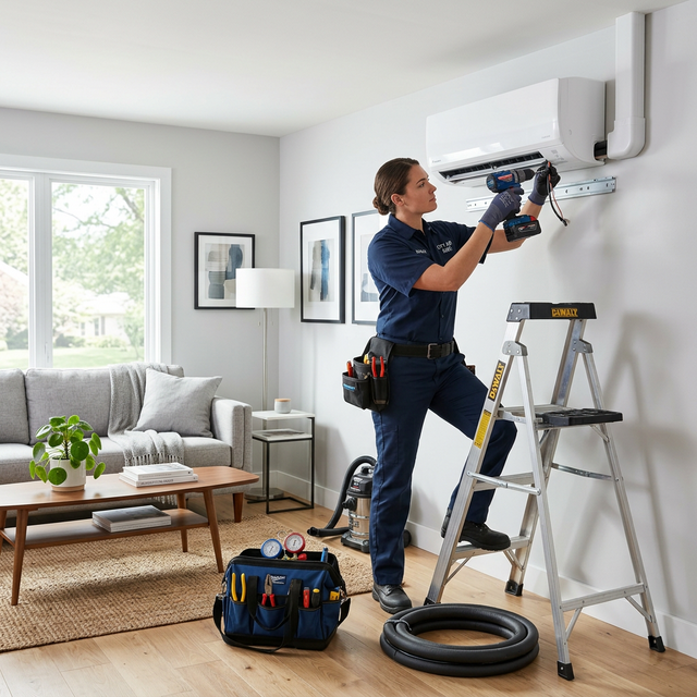 Montaż klimatyzacji split na ścianie w mieszkaniu w Szczecinie